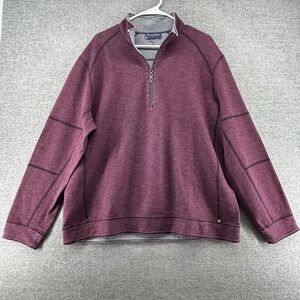 Tommy Bahama Reversible 1/4 Zip Pullover Men Size XL Burgundy Gray